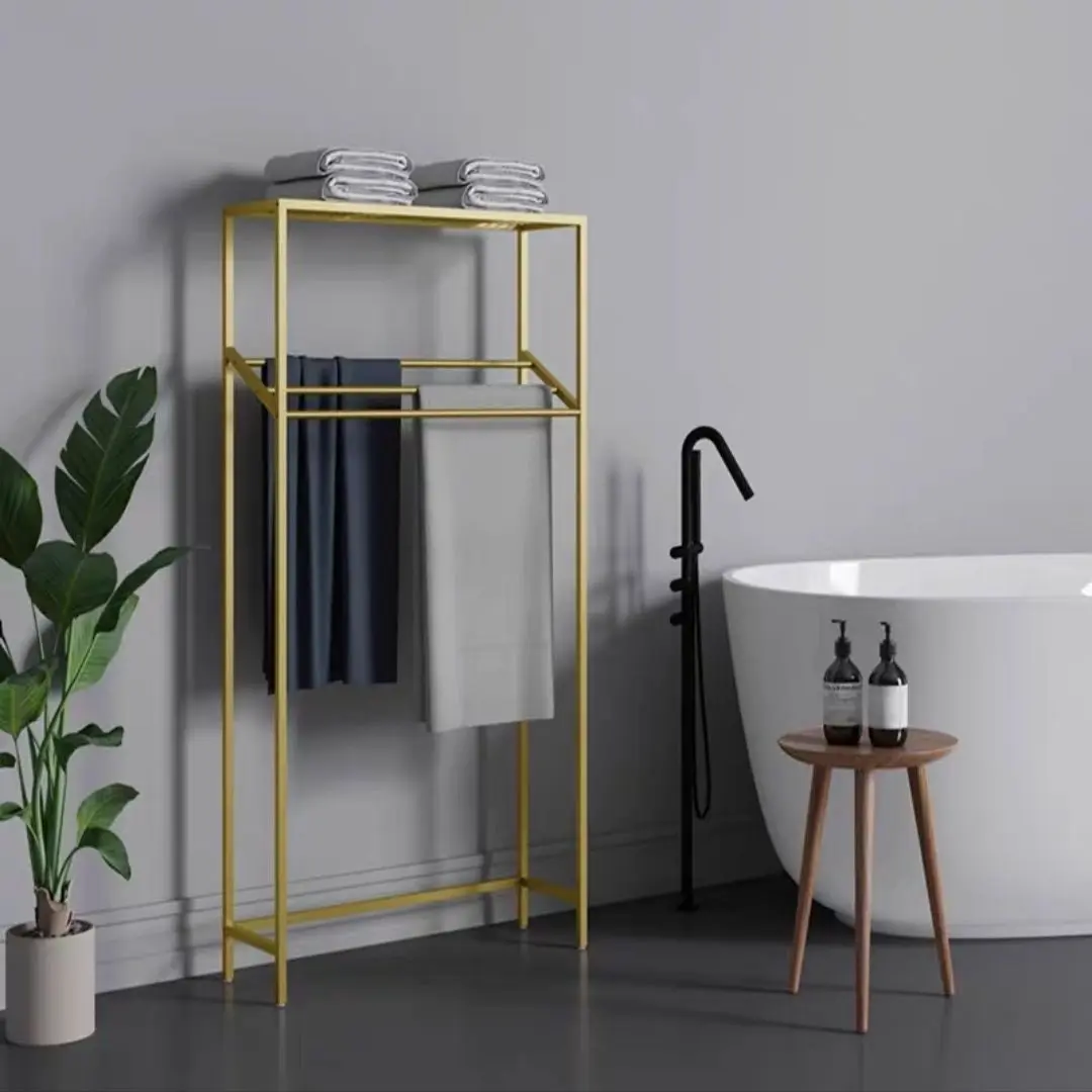 Home floor towel rack, shelf next to hotel bathtub, vertical towel rack, bathroom, multi-functional storage rack