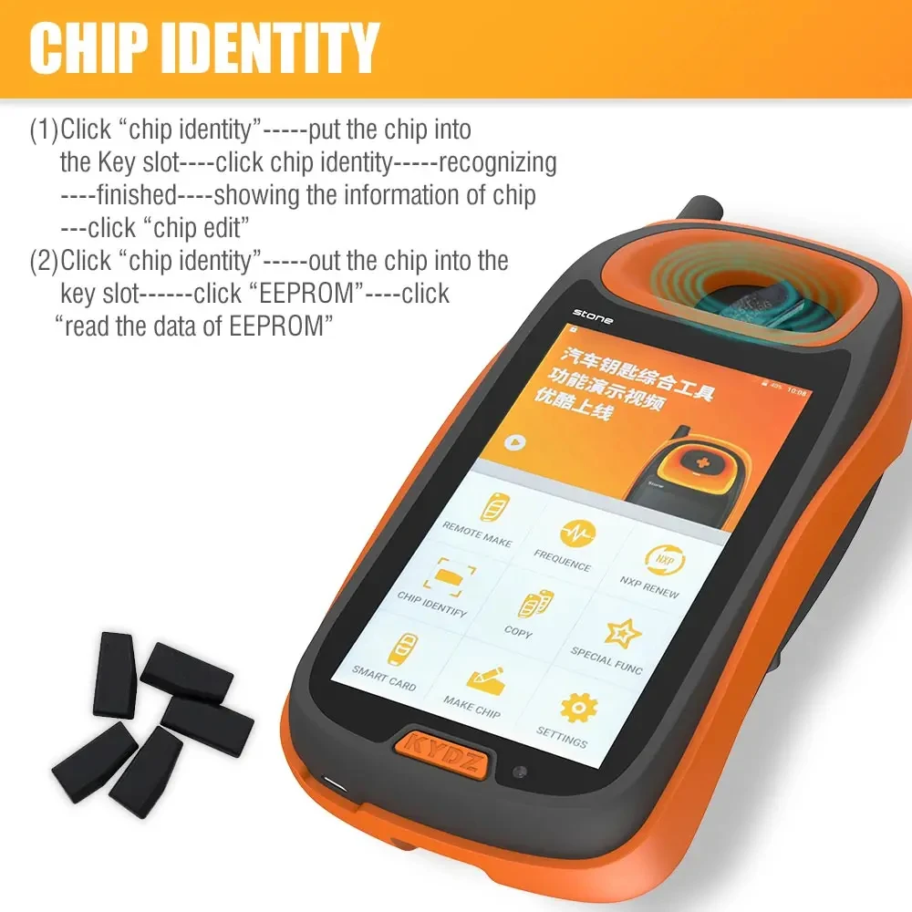 Car Key Programmer Tool For KYDZ Remote Test Frequency Smart Card Identification Copy Refresh Generate Chips Recognition Android