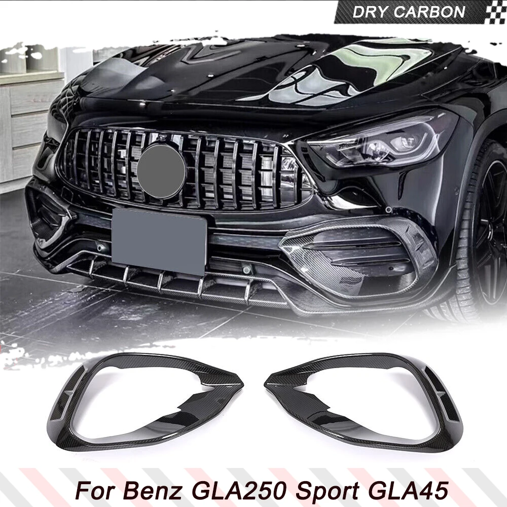 Prepred Dry Carbon Fiber Car Front Bumper Lip Air Vent Covers for Mercedes-Benz H247 GLA250 Sport GLA35 GLA45 AMG 2020 2021