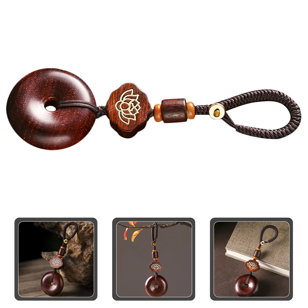 Key Chain Decorative Pendant Backpack Charm Good Texture Keychain Rosewood Auspicious Hanging Wishes