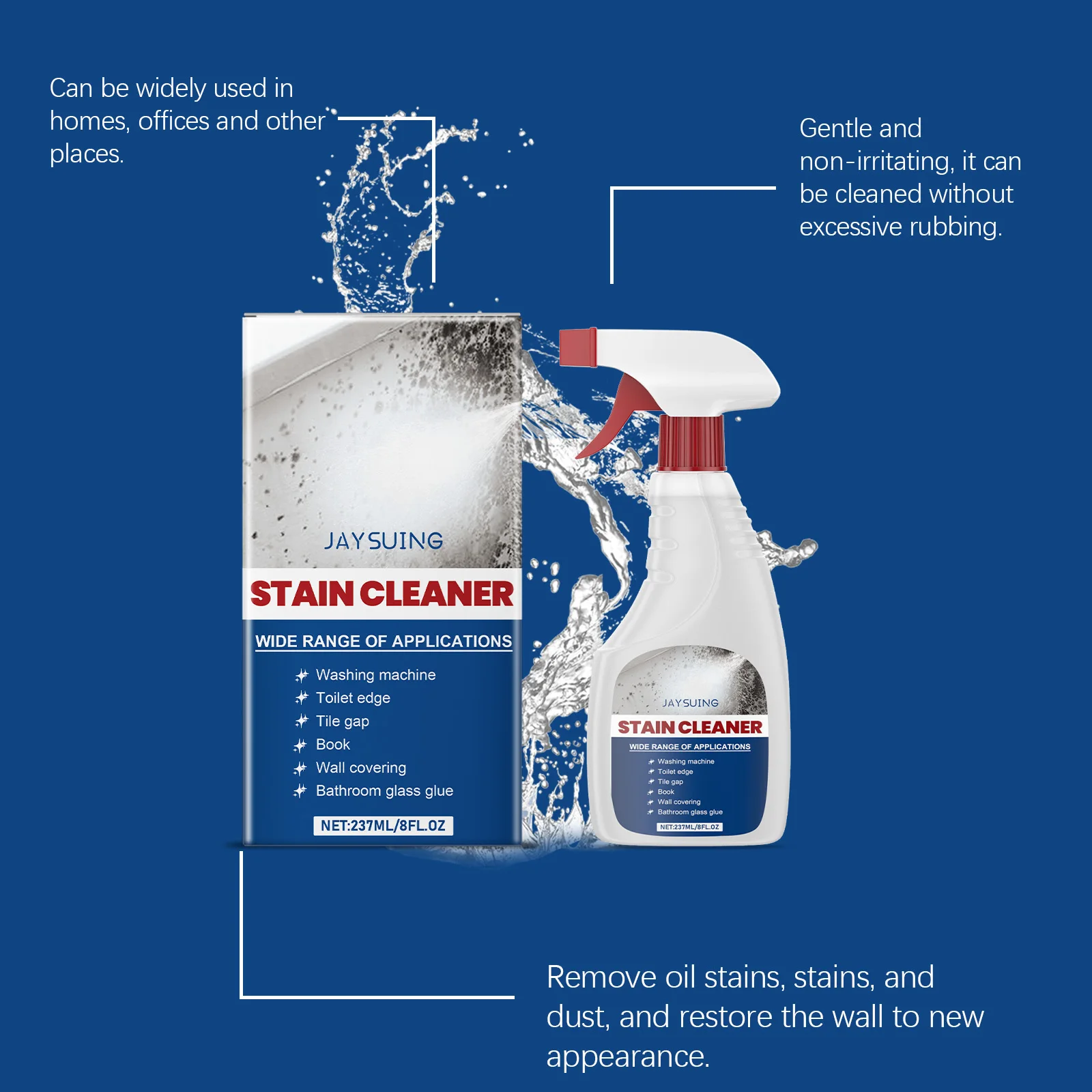 237ML Wall Stain Cleaner Spray Quickly Remove Stubborn Dirts Restoring Original Color Anti-mildew Brighten Wall Cleaning Spray
