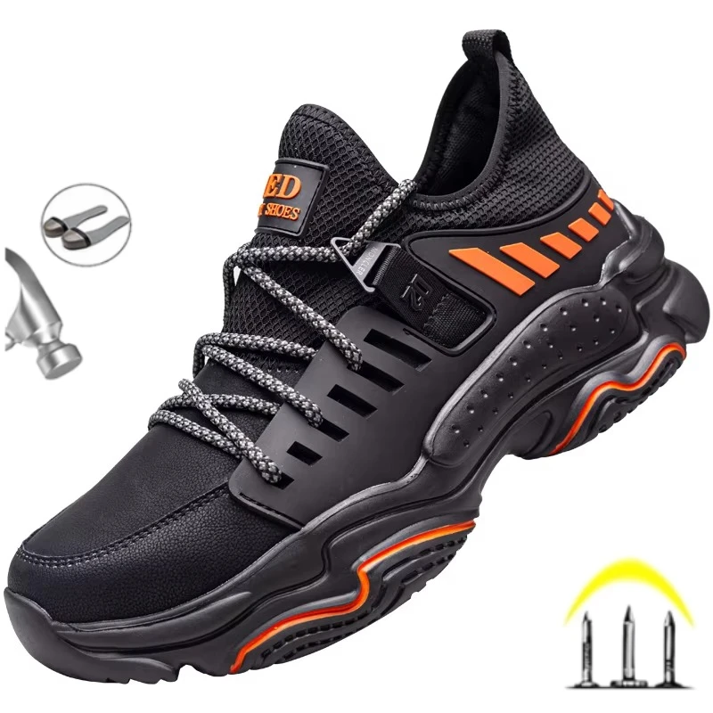 

New Fashion Insulation 6KV Men Labor Shoes Sneakers Indestructible Lightweight Leather Anti Smashing Male Work Safety Boots