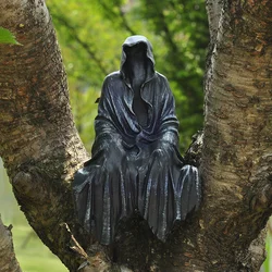 Black Grim Reaper Statue Thrilling Black Robe Nightcrawler Resin Garden Figurine Ornament Horror Ghost Sculpture Desk Decoration