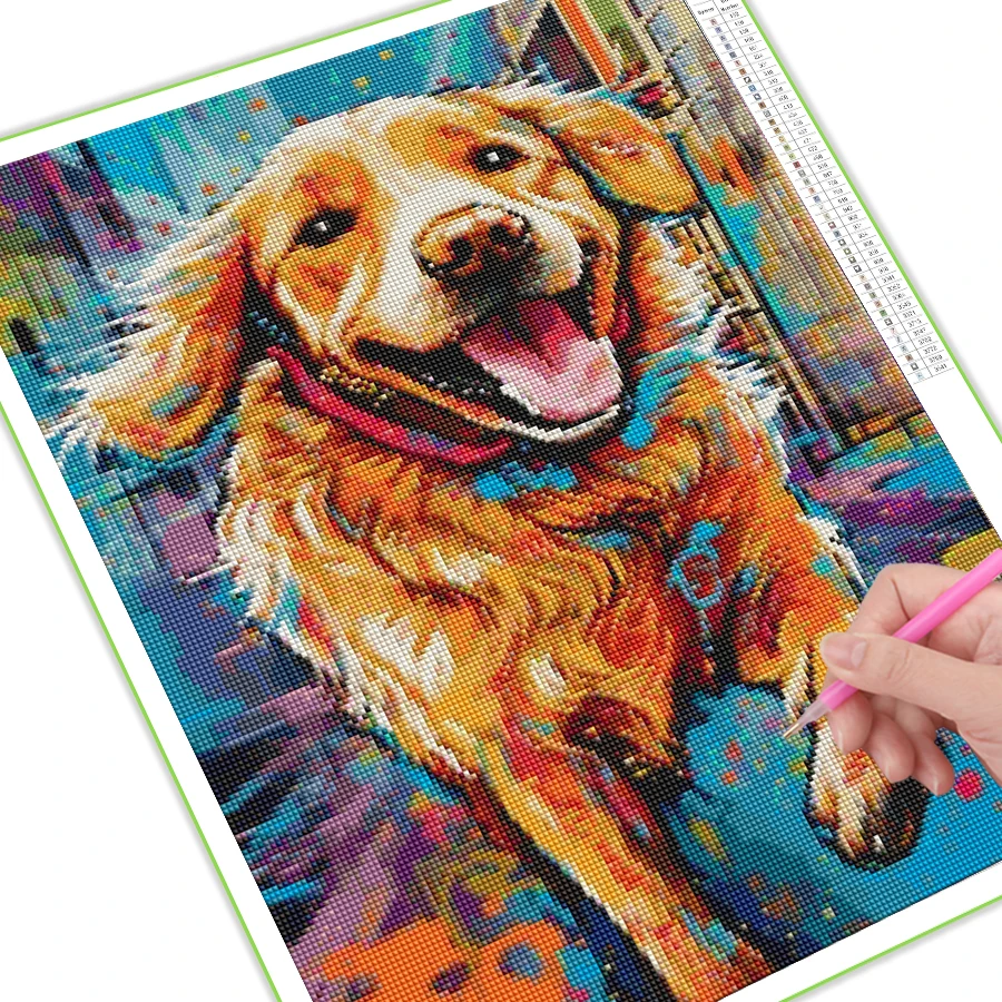 New Collection Diamond Painting Pet Dog Diy Full Mosaic Manual Arts Rhinestone Embroidery Picture Animals Wall Decor AA4866