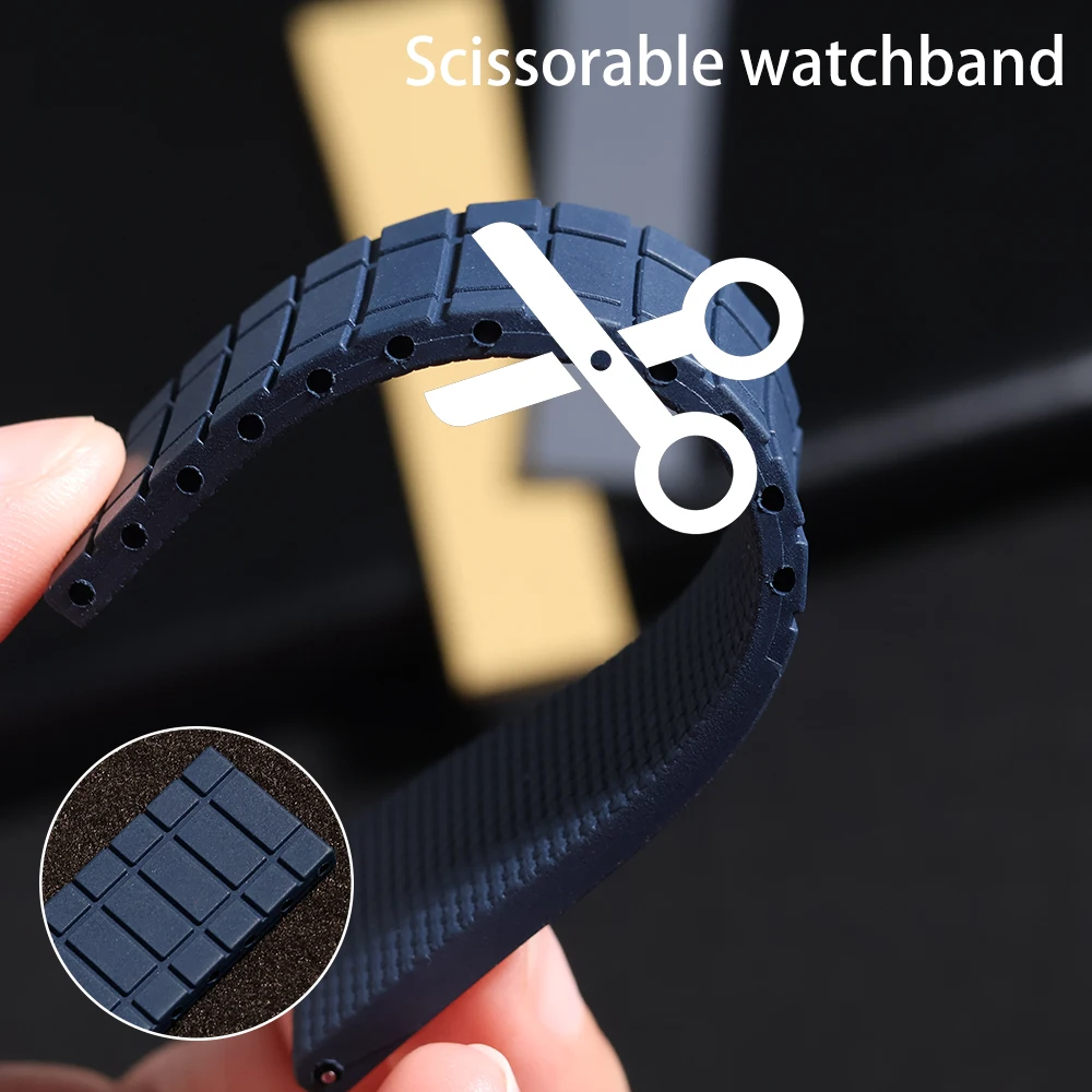 Резиновый ремешок CTS премиум-класса с льняной текстурой FKM с оборудованием быстросъемными ремешками для часов FKM подходит для Rolex Cartier Sekio