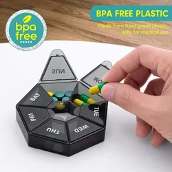 1Pcs 7 Days Pill Storage Box Mini Travel Portable Medicines Dispenser Box Multifunction Plastic Seven Compartment Sealer Box