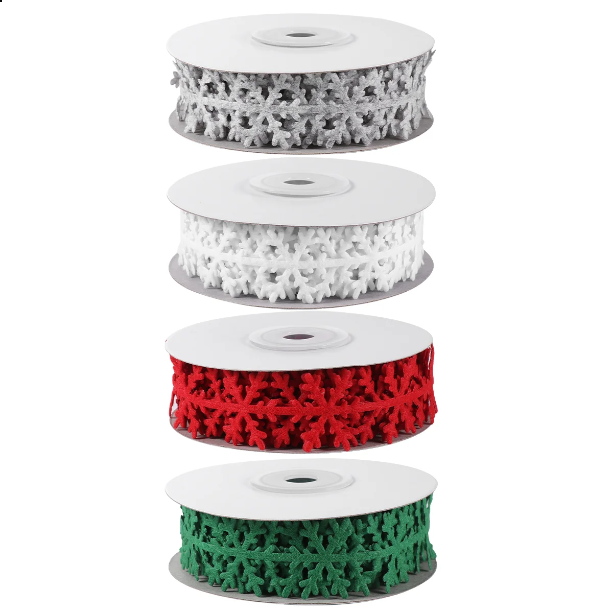 

4 Rolls Christmas Snowflakes Ribbon Decorative DIY Craft Holiday Garland Gift Wrapping Embossed