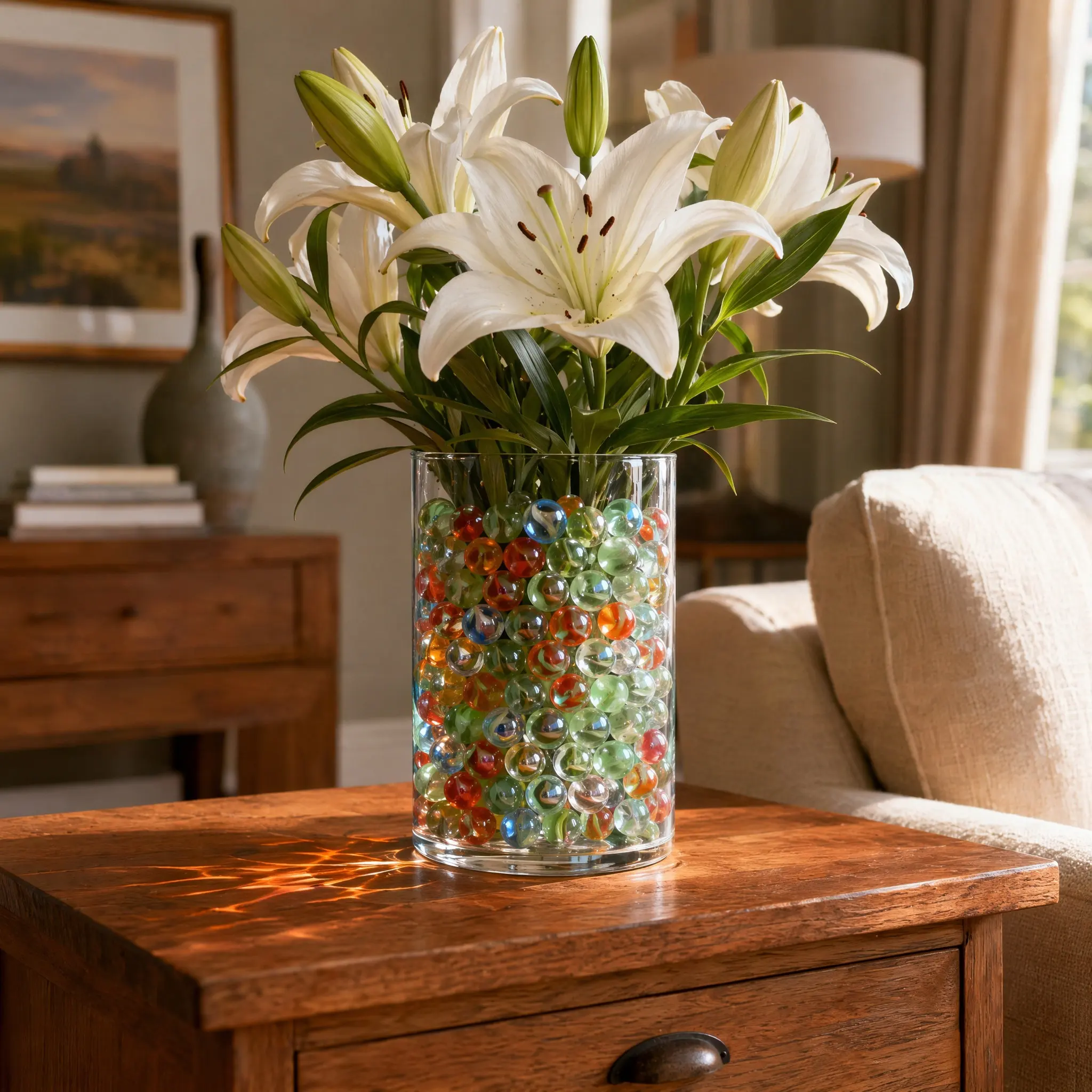 Glass Marbles Decoration Colorful Bright Balls Safe Fish Tank Flower Pots High-Grade Sturdy Marbles Creative Craft