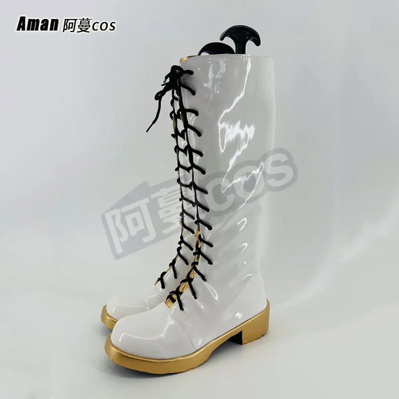 Anime kpop caçadores de demônios meninas rumi zoey mira cosplay traje sapatos branco artesanal botas de couro falso botas de alta qualidade