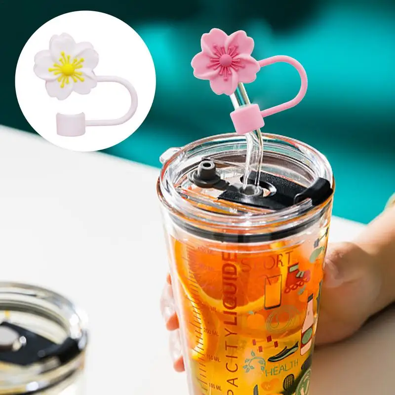 Airtight Straw Tips Leak Proof Stopper Cute Cartoon Flower Shape Splash Proof Plug Cover Drinking Dust Caps Protector For Cup