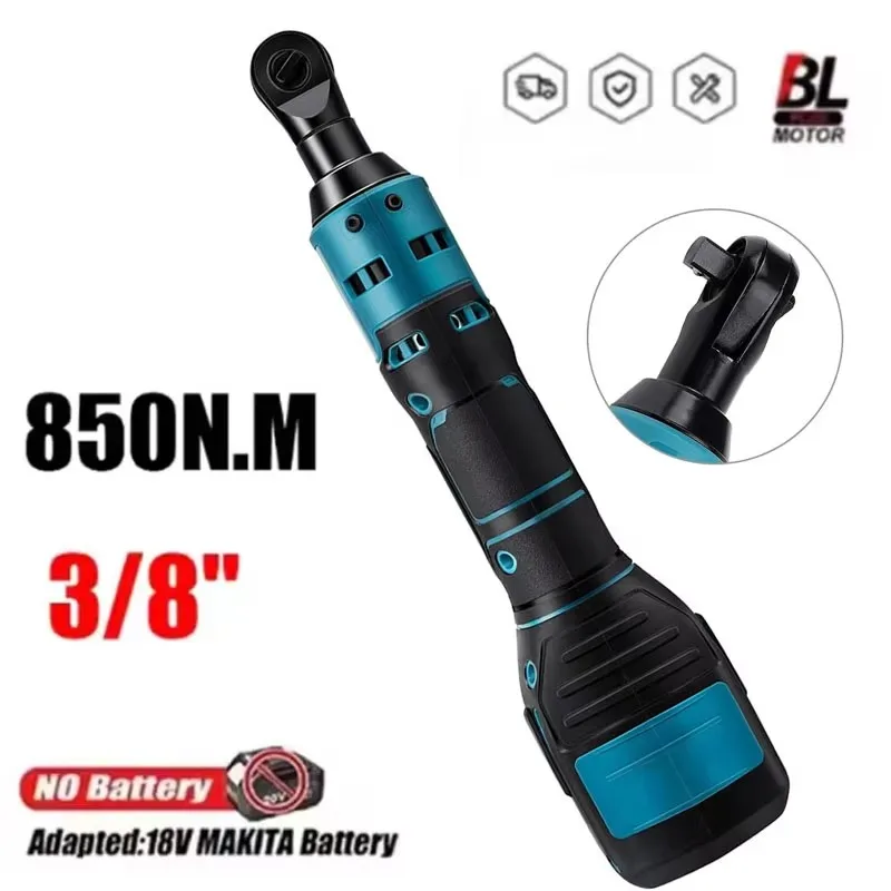 

850N.M Cordless Ratchet Wrench 3/8'' Electric Rechargeable Screwdriver Removal Screw Nut Car Repair Tools for Makita 18V Battery