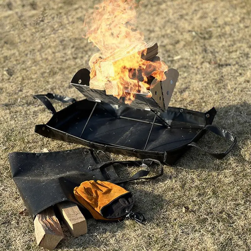 

Outdoor Camping 2 In 1 Fireproof Mat Storage Bag Waterproof Oxford Cloth Camping Mat Wood Stove Storage Handbag BBQ Tool Bag
