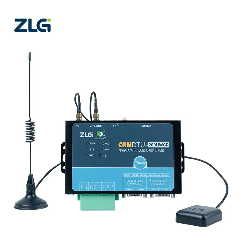 

ZLG CANDTU-200UWGR Двухканальный регистратор данных CAN-шины с регистратором 4G/GPS/USB/SD, диагностика неисправностей сообщений CAN