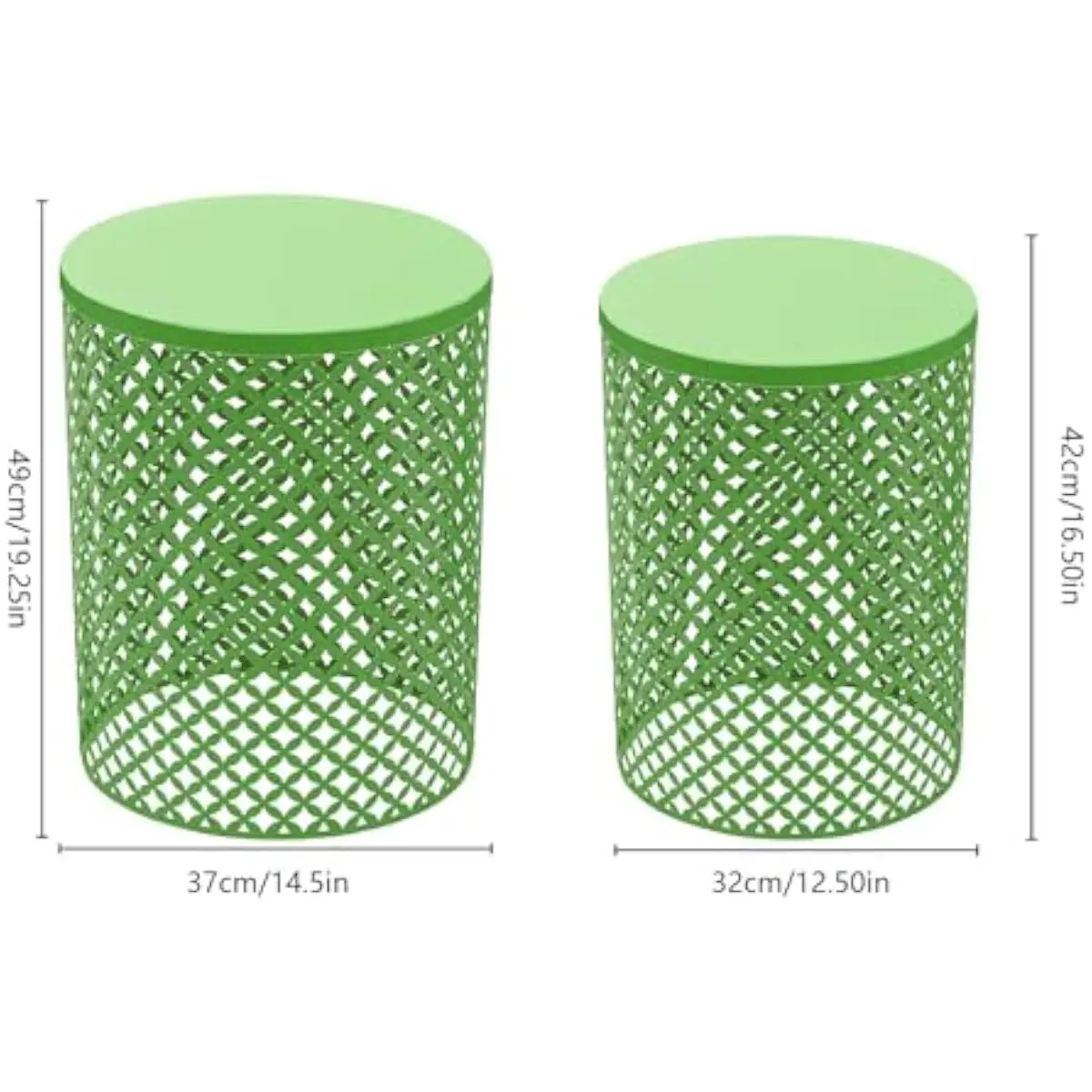 Set of 2 Outdoor Side Table Metal Garden Stool, Heavy Duty Accent End Table Indoor Outdoor for Patio Balcony Bedroom