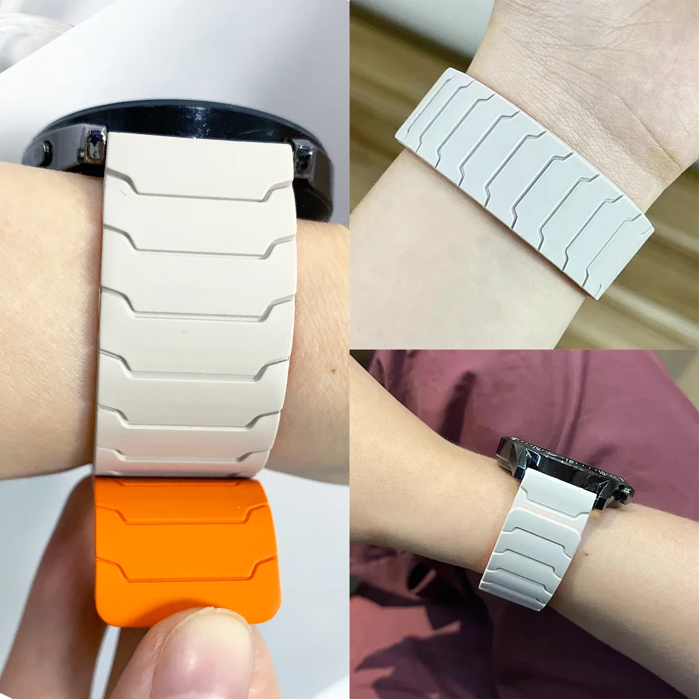 20mm 22mm Magnetic Loop Silicone Strap For AMAZFITBIP Max 6 5/Active/BALANCE 2 3/GTR/GTS 4 Band Replace For Samsung Galaxy Watch