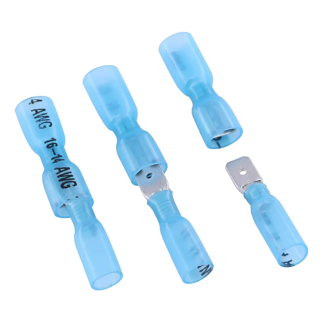 50/100/200/500pcs Blue 16-14AWG Heat Shrink Spade Quick Disconnects Assorted Kit Connectors  With  Box