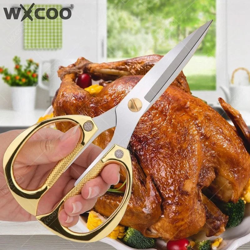 WXCOO Kitchen Scissors Multifunctional Powerful Stainless Steel Chicken Bone Scissors Household Food Fish Dedicated
