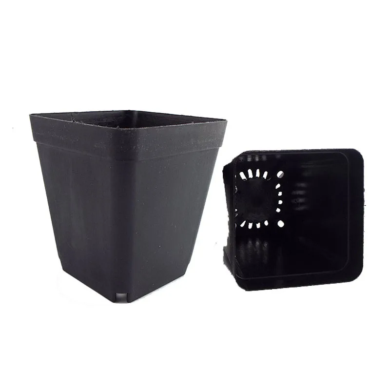 Square Plant Pot Plastic Mini Flower Vase Pots Creative Small for Succulent Plants Garden Decor Black Color 8*7*5 CM C2