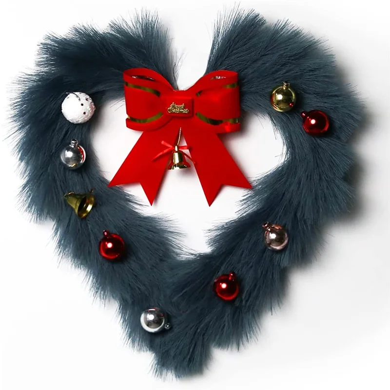 ABZL Corona de Pampas de imitación, adorno de pared de puerta de otoño en forma de corazón de 16,14 pulgadas, corona Artificial de Navidad para estilo bohemio