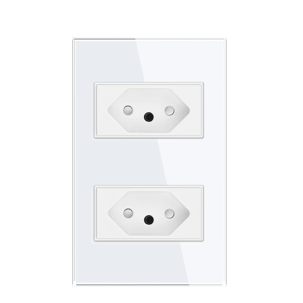 VISWE 10A/20A Brazil Standard Wall Power Oultet, AC 110V~250V,118mm*72mm Tempered Glass Panel, BR Electric Socket