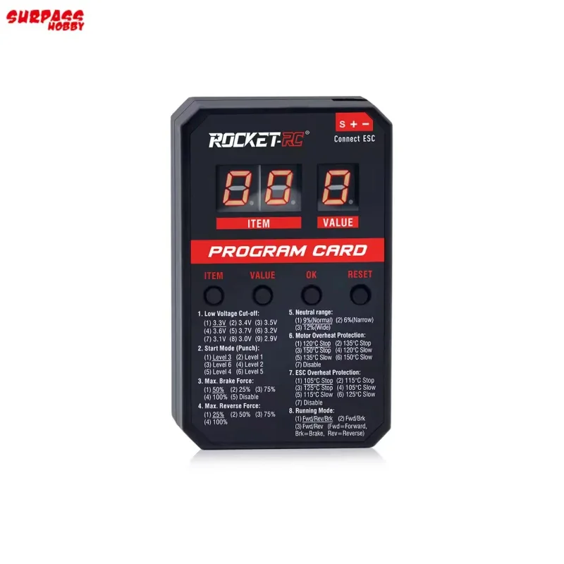 Tarjeta de programación LED LCD RC para Rocket Turbo TS160 V2 160A QuicRun Surpass 120A 80A 60A 45A Configuración ESC