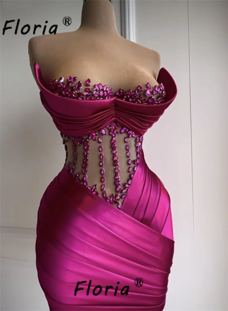 Luxury Fushia Pink Diamond Cocktail Dress Crystal Corset Boning Sexy Girls Short Prom Dress Birthday Homecoming Mini Dresses