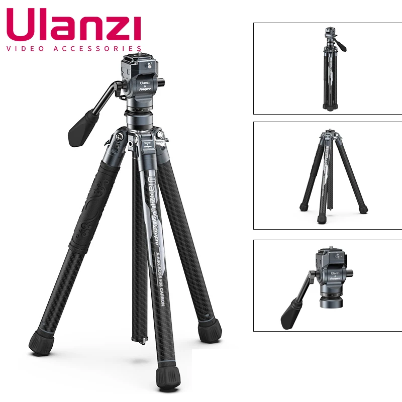 Ulanzi F38 Carbon Fiber Camera Tripod With Quick Release Plate  Extendable Detachable Ball Head Lightweight Travel Phone Stands