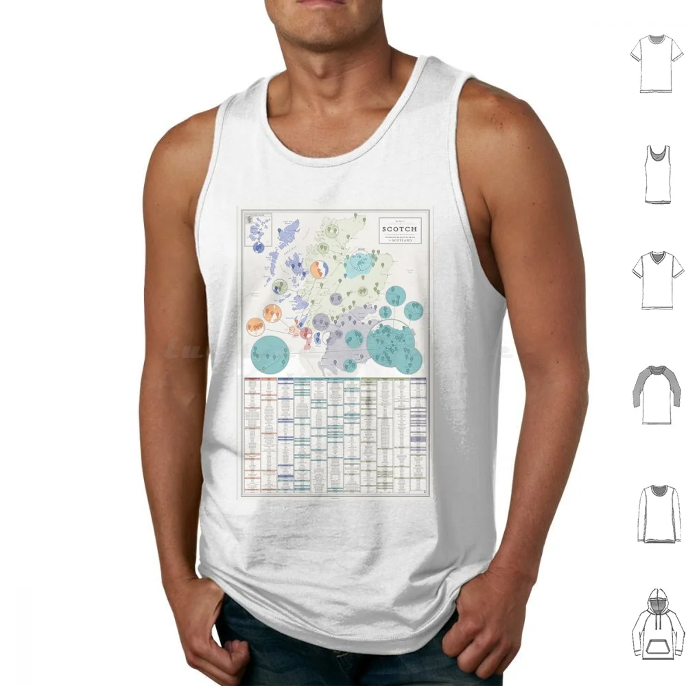 La mapa de whiskies y destilarias de Escocia camisetas sin mangas chaleco sin mangas mapa Speyside Lagavulin Destillery Tour mejor whisky
