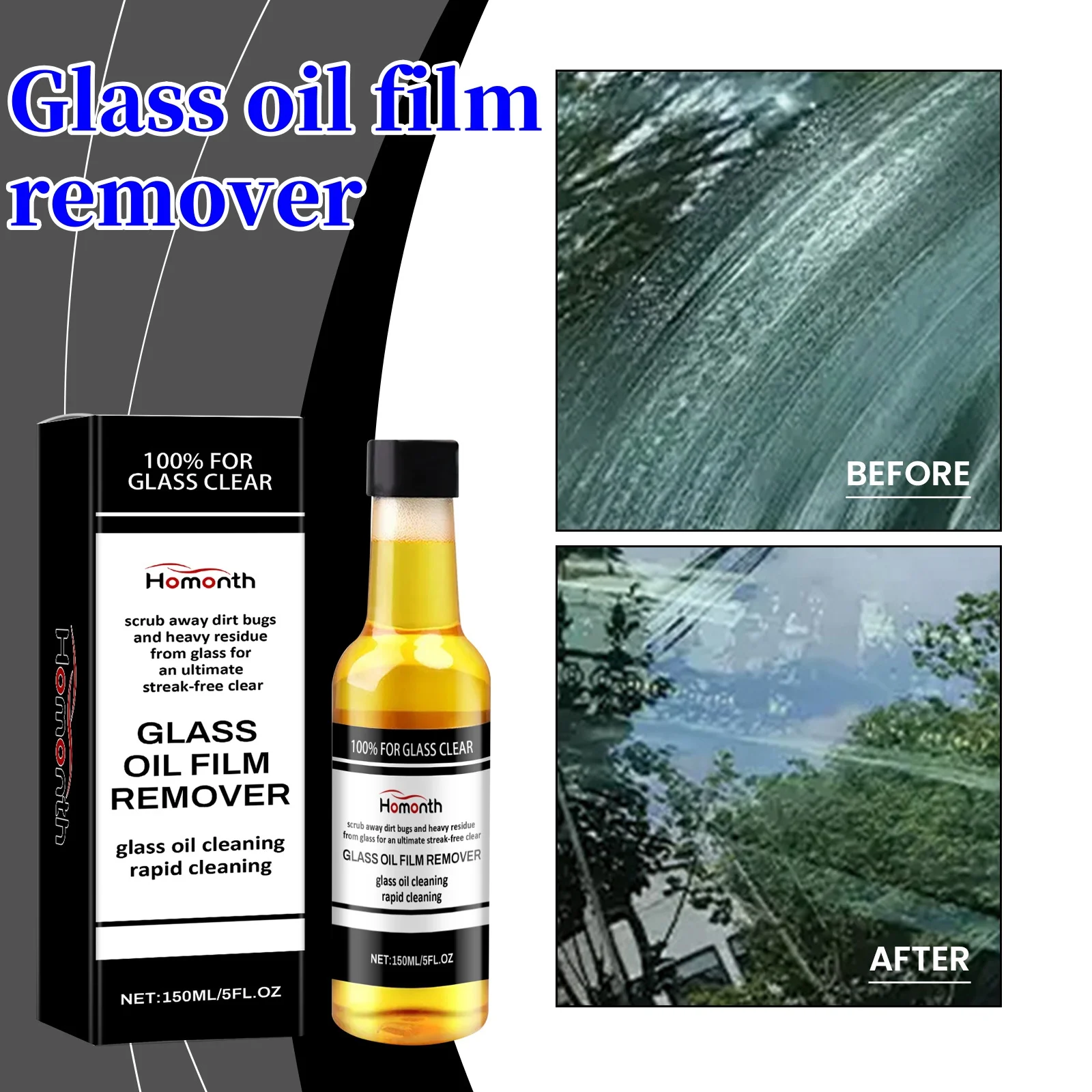 

HOMONTH New Glass Polishing Compound Car Windshield Oil Film Deep Film Removal Window Auto Clear Remover Detailing Cleaner Paste