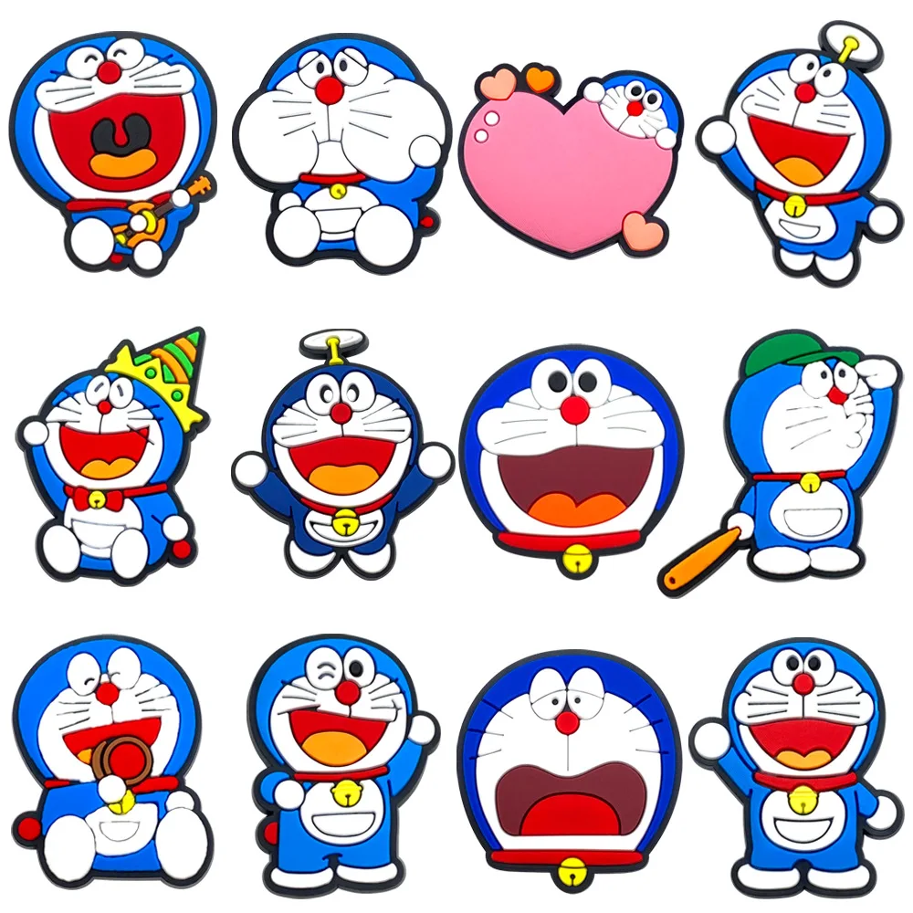 12 個かわいいスーパーロボット猫漫画靴チャームアクセサリー子供靴の装飾フィットリストバンド下駄サンダル子供クリスマスギフト