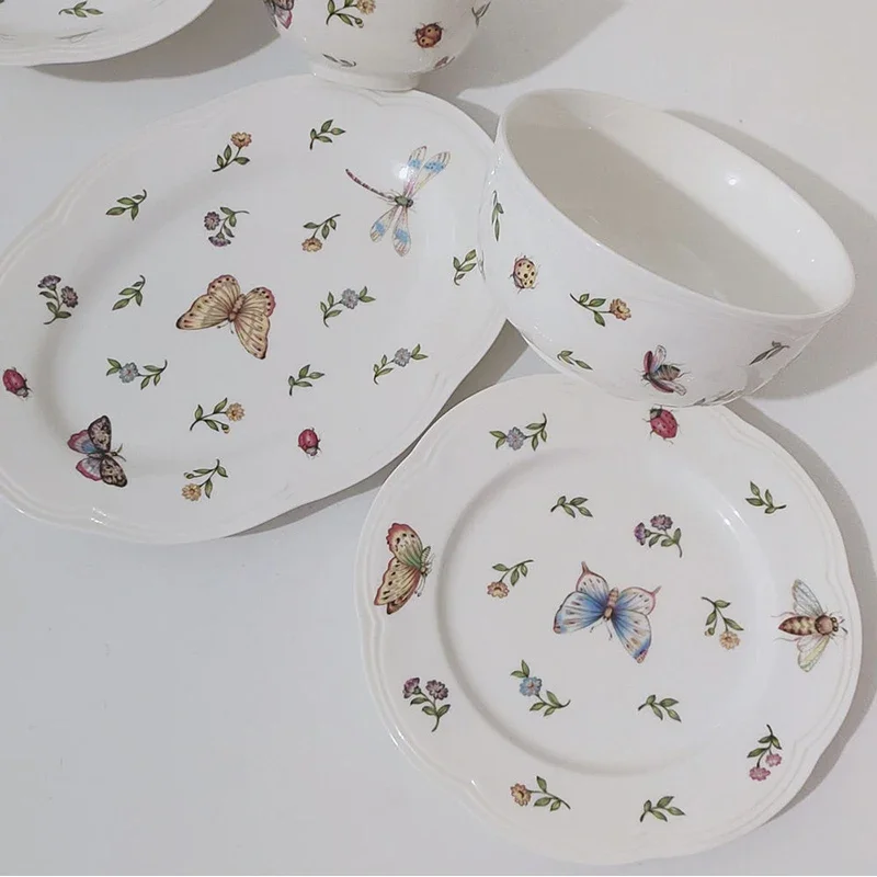 

Complete Tableware Dinner Plate Sets Luxury Modern Ceramic Plate Sets Kid Birthday Platos De Cena Tableware Dishes White