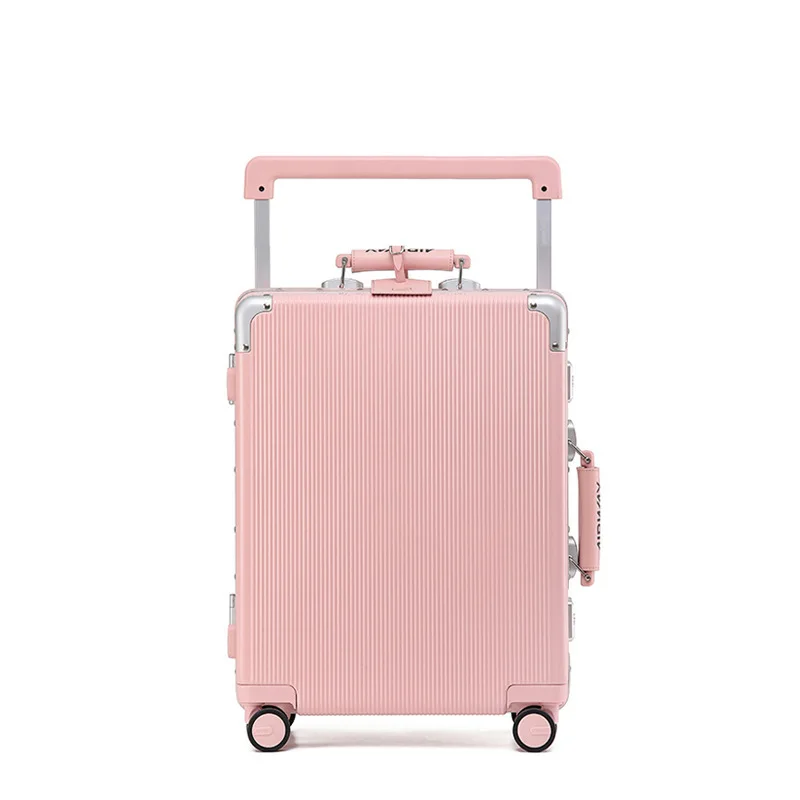 Valises d'embarquement à cadre en aluminium à nervures larges pour hommes et femmes, bagages de voyage à la mode, plus récent, 20 pouces, 24 pouces