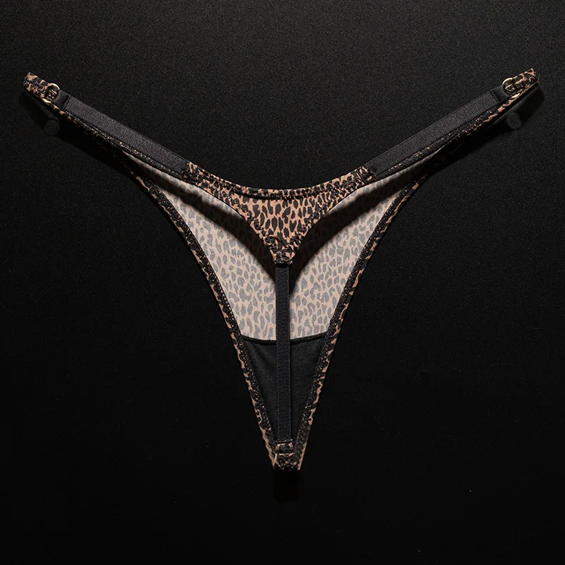 الجليد الحرير منخفضة الخصر الفتيات G سلسلة ليوبارد زهرة النساء سراويل مثير ملخصات ثونغ T-الظهر الملابس الداخلية الإناث الملابس الداخلية حجم S-XL #2