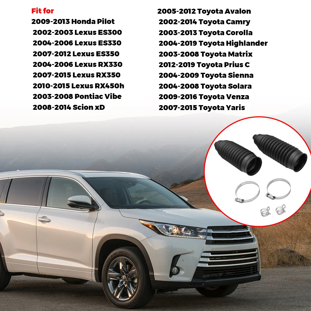 

Сапоги рулевой рейки с рулевой тягой для Honda Pilot Toyota Avalon Camry, 2 шт., силиконовая рулевая рейка и сильфонная загрузка шестерни LH и RH