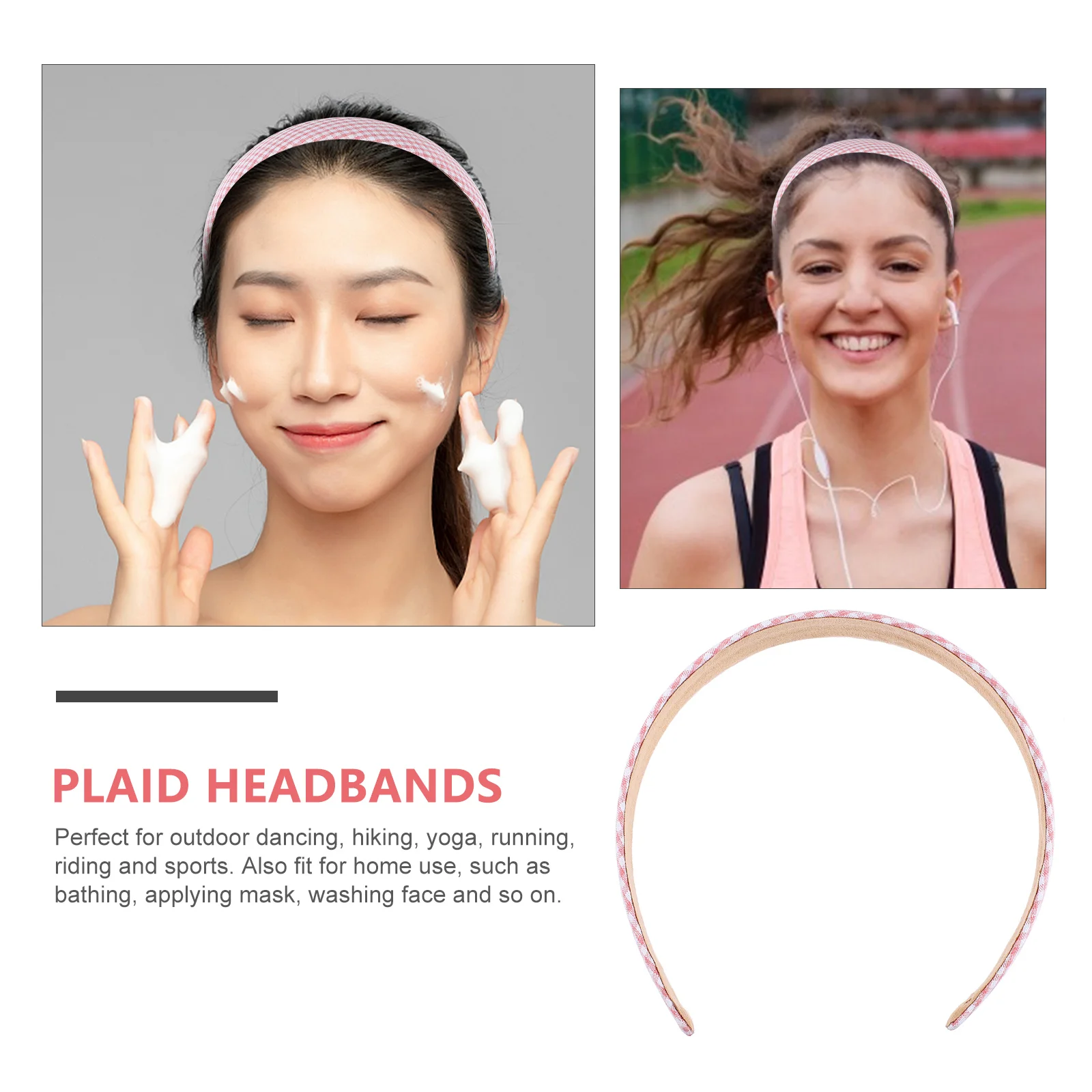 

5pcs Plaid Headbands for Women Girls Stretchable Flexible Hair Accessories Sport Outdoor Yoga Running Hiking Bath Use Premium