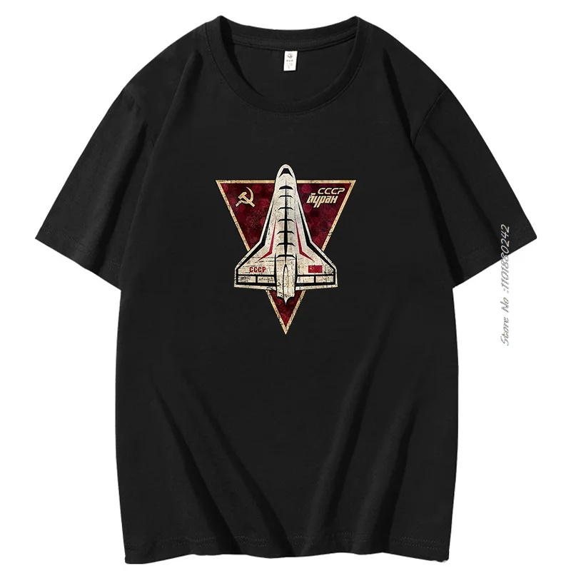 Soviet Union USSR Spaceplane Cotton T-shirt CCCP Buran Space Shuttle Cotton Short Sleeve t-shirt Summer Harajuku Streetwear