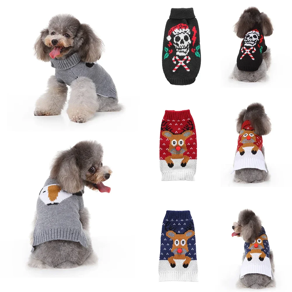 Winter Dog Clothes Christmas Holiday Sweater Chihuahua Teddy Outfit Coat for Small Medium Large Dog and Cat Autumn Warm