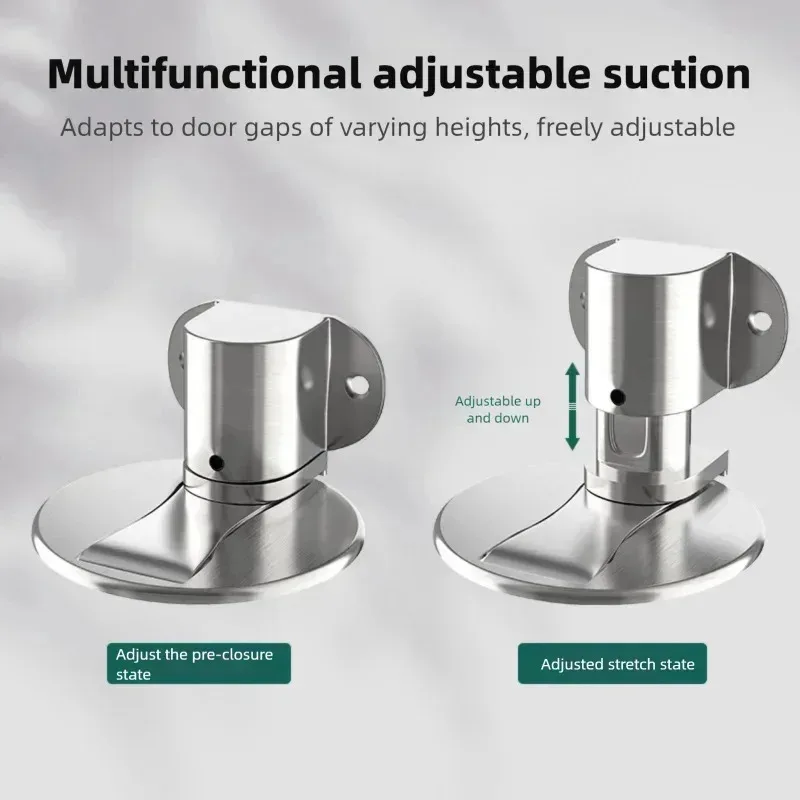 

No-Punch Installation Adjustable Alloy Door Stopper - Strong Magnetic, Silent Anti-Collision Suction Cup for Home