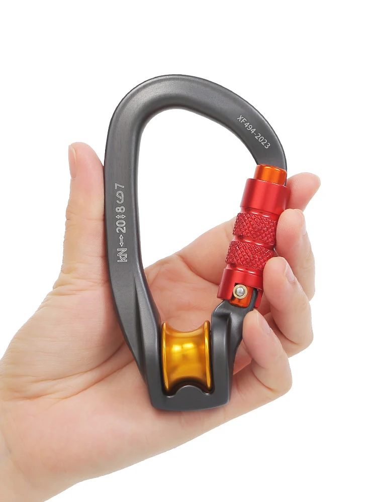 Xinda Outdoor Pulley Carabiner Mountaineering Safety Buckle Lock Cross Strop Equipment Bearing Pulley Hook image 6