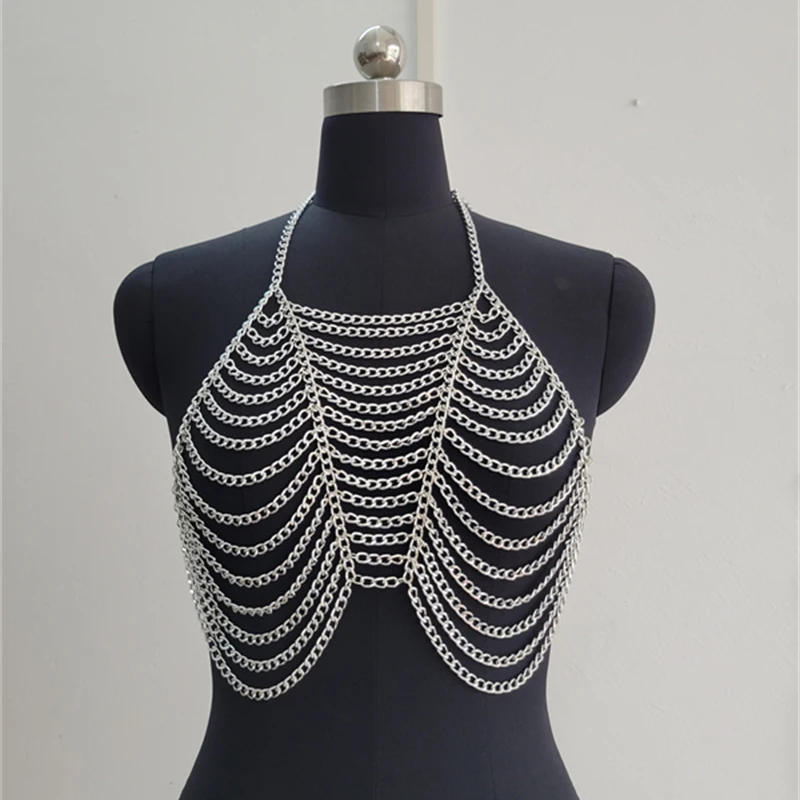 Vintage 2000er Schmuck Mehrlagige BH-Körperkette Sexy Niedliche Tops Damenbekleidung 2026 Sommer Festival Crop Tops Camisole Halsketten – Detail 6