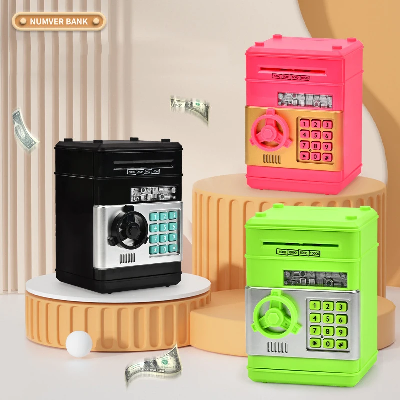 Electronic Piggy Bank Automatic Mini Safe Coins Cash Saving Money Box Password Counter Code Key Lock Coin Bank ATM Child Gift