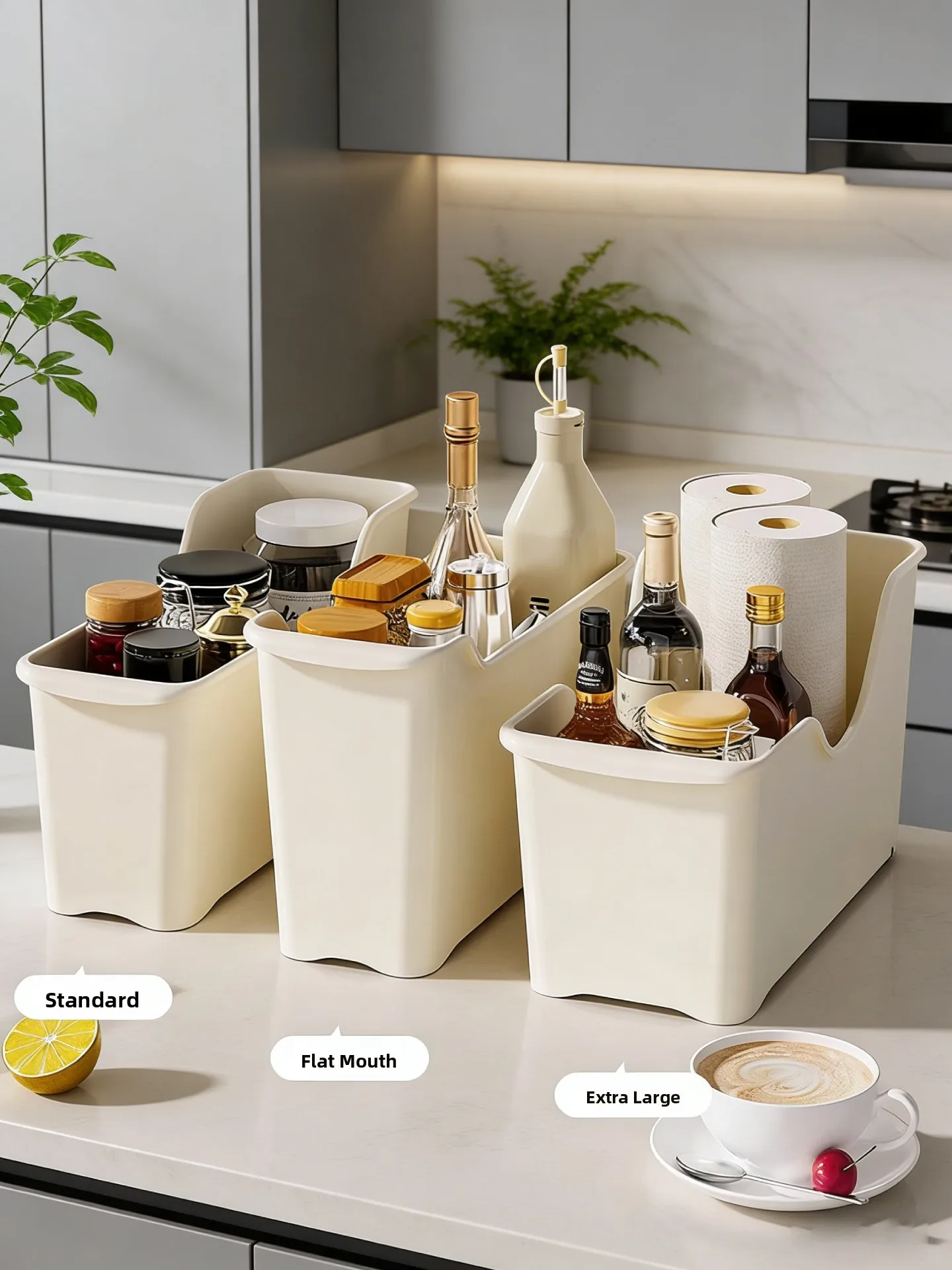 

Batoom Kitchen Cabinet Storage Box Laundry Liquid Wheel-equipped Storage Basket Home Organization Plastic elf
