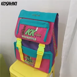 Trendy Japanese High-capacity Students Backpack Contrast Color Harajuku Men Women Schoolbags Y2k Fashion Letter Print Backpacks