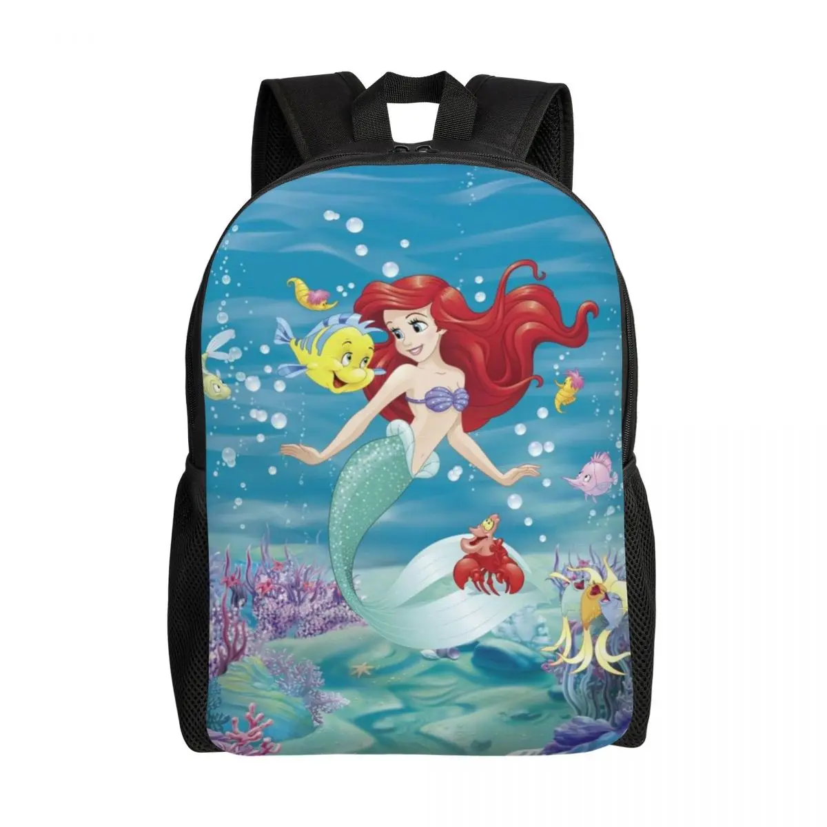 

Custom The Little Mermaid Cartoon Backpack for Men Women Waterproof School College Kawaii Princess Bag Print Bookbags