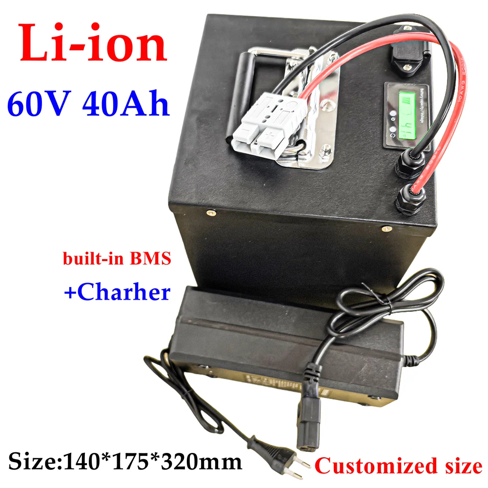 HX-60v 40ah lithium ion battery BMS 16s li ion for 6000W bike Tricycle scooter motorcycle Lead acid replacement + 5A charger