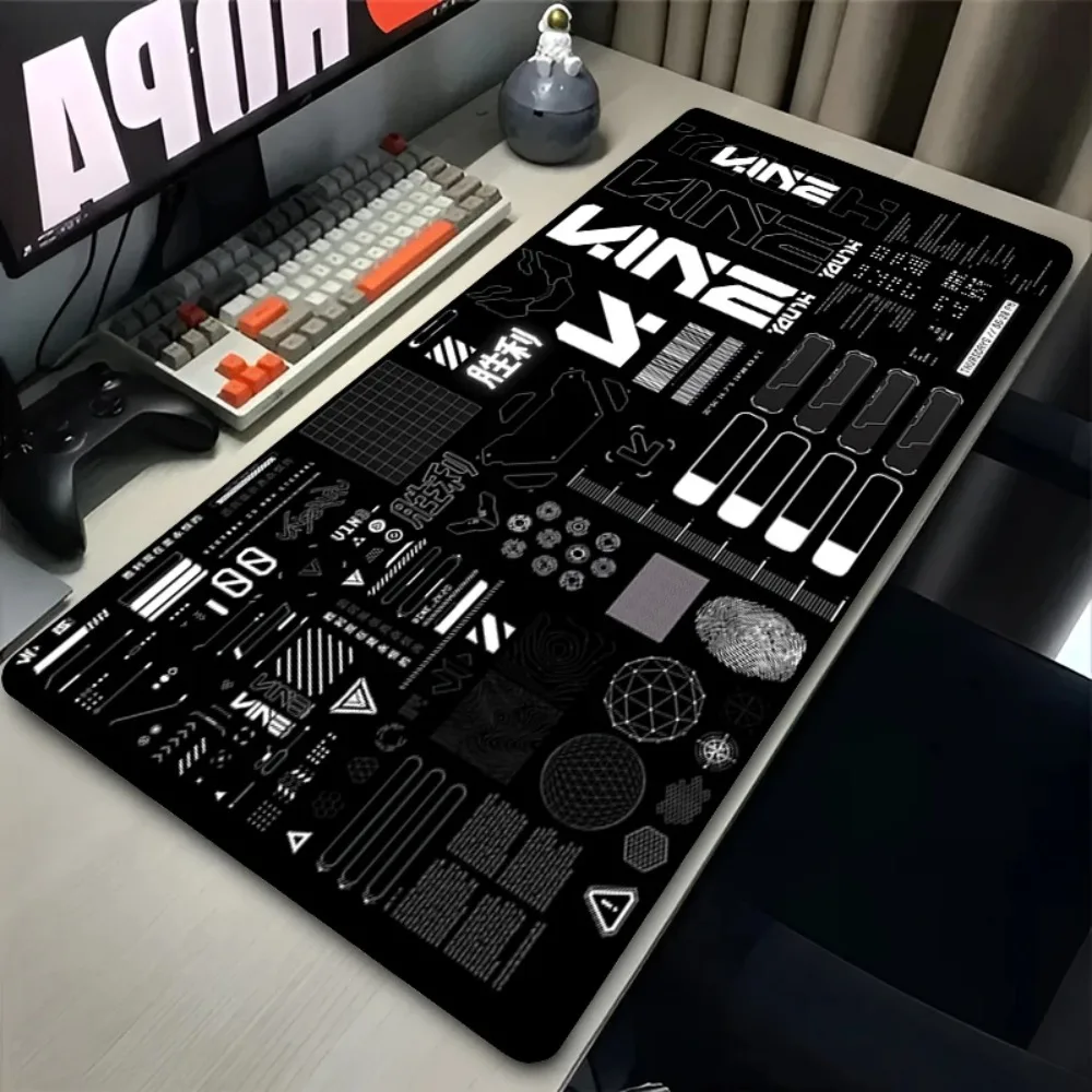 

Ergonomic Gaming Desk Mat, Black White Abstract Design, Anti-Slip Mouse Pad for PC, Laptop & Office Workstation