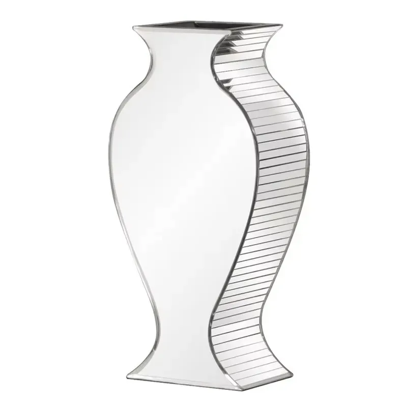 Large Transparent Crystal Mirror Floor Vase High Glass Bud Vase for Wedding Decoration Wholesale