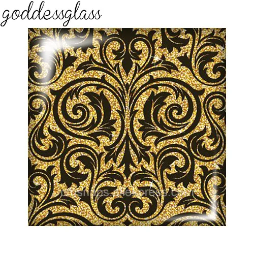 New Golden style Patterns Square 10pcs Photo 12mm/20mm/25mm/30mm photo glass cabochon flat back Making findings