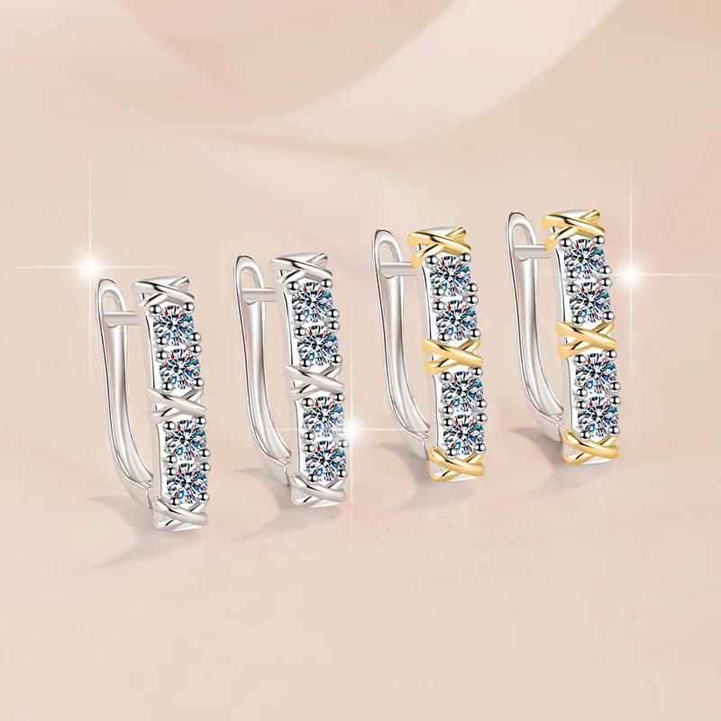 Two-tone Cross Earrings Women's 0.8CT Moissanite PT950 Platinum -Sweet & cool cross style,0.8CT brilliance,bestie matching piece
