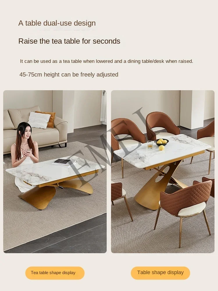 Lifting coffee table dining table dual-purpose multi-function electric rock slab living room small apartment integrated